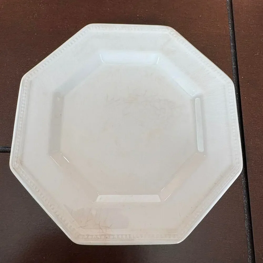Johnson Brothers Ironstone Octagonal Bread Plates Set 6 White England 6”